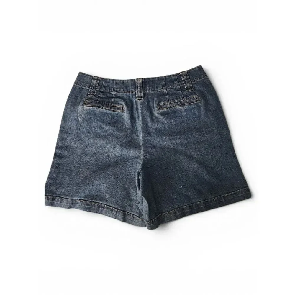 Talbots Petites Stretch High-Rise Denim Shorts Dark Blue Size 10P